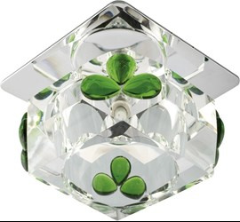 SK-49 CH/WH+GR G4 OPR.STROP.STAŁA KRYSZTAŁ 20W G4 KOSTKA+ZIELONE ŁEZKI