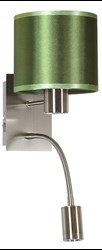 SYLWANA LAMPA KINKIET 1X40W E14 + LED Z WYŁĄCZNIKIEM CHROM / ZIELONY CIEMNY