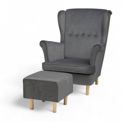 Uszak Standardowy Ciemny Szary + Poduszka + Podnóżek Nieotwierany