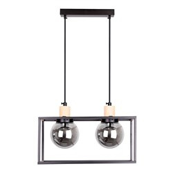 Retro 2 lampa wisząca czarny 2x40w e27 klosz dymiony