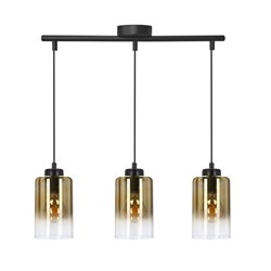 Aspra lampa wisząca czarny 3x60w e27 klosz bursztynowy