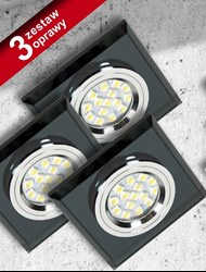 ZESTAW TRZECH OPRAW SS-13 CH/BK CZARNE 3X50W GU10 BEZ ŻARÓWKI