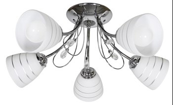 SIMPLI LAMPA WISZĄCA 5*40W E27  CHROM  Z KRYSZTAŁKIEM+KLOSZ Z PASKIEM