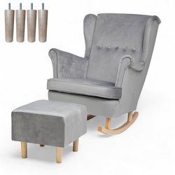 Uszak Bujany Szary + Poduszka + Nogi+ Podnóżek Nieotwierany