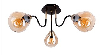 Unica lampa sufitowa czarny+złoty 3x40w e27 klosz dymiony
