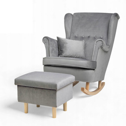 Uszak Bujany Szary + Poduszka + Podnóżek Otwierany