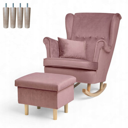 Uszak Bujany Różowy + Poduszka + Nogi+ Podnóżek Otwierany