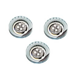 ZESTAW TRZECH OPRAW SS-23 CH/TR+WH GU10 50W+LED SMD 230V BIAŁY 2,1W CHROM OPR. STROP. STAŁA OKRĄGŁA SZKŁO TRANSPARENTNE