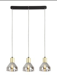 LAMPA WISZĄCA GREGORY CZARNY BRĄZ 3X40W E14 KLOSZ DYMIONY