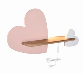 HEART LAMPA KINKIET 5W LED IQ KIDS Z PRZEWODEM Z WŁ. I WTYCZKĄ RÓŻOWY+BIAŁY