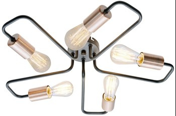 HERPE LAMPA SUFITOWA 5X60W E27 CZARNY