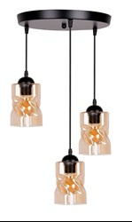 Felis lampa wisząca talerz czarny 3x60w e27 klosz bursztynowy