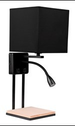 Theo lampa kinkiet czarny 1x40w e14 + 2w led abażur czarny z włącznikami