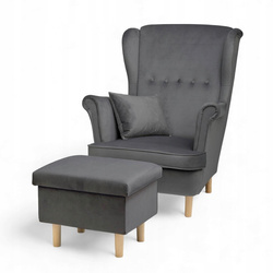 Uszak Standardowy Ciemny Szary + Poduszka + Podnóżek Otwierany