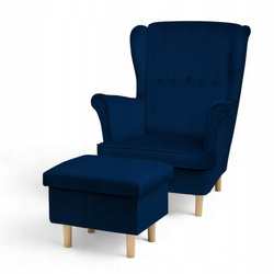 Uszak Standardowy Granatowy + Poduszka + Podnóżek Otwierany
