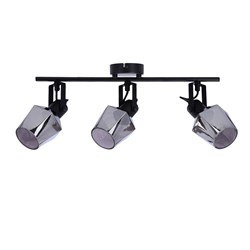 Randi lampa sufitowa listwa czarny matowy 3x15w e14 klosz dymiony