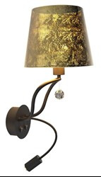 SARIA LAMPA KINKIET 1X6W E14 LED+8W LED CZARNO ZŁOTY APETI