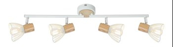 CHILE LAMPA SUFITOWA LISTWA 4XMAX25W E14 BIAŁY + DREWNO