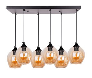 Aspa lampa wisząca czarny 6x40w e27 klosz brązowy