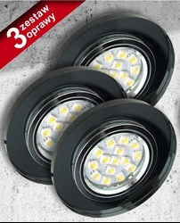 ZESTAW TRZECH OPRAW SS-15 CH/BK CZARNE  3X50W GU10 BEZ ZARÓWKI