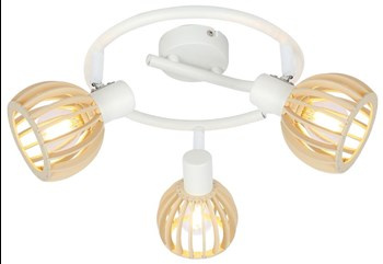 ATARRI LAMPA SUFITOWA SPIRALA 3X25W E14 BIAŁY+DREWNO