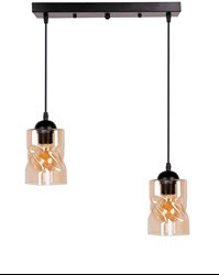 Felis lampa wisząca czarny 2x60w e27 klosz bursztynowy
