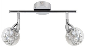 BOLO LAMPA SUFITOWA LISTWA 2X6W LED SMD GŁÓWKA OKRĄGŁA 1E Z PRZEGUBEM KLOSZ WYMIENNY KD SYSTEM CHROM/BEZBARWNY