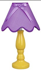 LAMPKA LOLA GABINETOWA ŻÓŁTA 1X40W E14 ABAŻUR FIOLETOWY