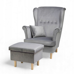 Uszak Standardowy Szary + Poduszka + Podnóżek Otwierany