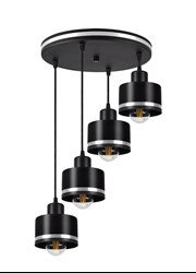 Wama lampa wisząca czarny 4x40w e27 klosz czarny+srebrny