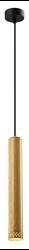 Tubo lampa wisząca czarny 1x25w gu10 klosz 40cm drewniany