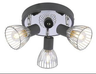 MODO LAMPA SUFITOWA PLAFON 3X40W E14 CZARNY+CHROM