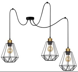Primo p lampa wisząca czarny+złoty 3x60w e27 klosz czarny
