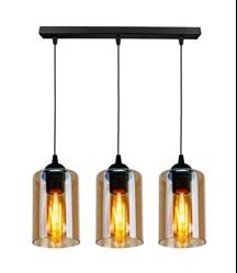 Bistro lampa wisząca czarny 3x40w e27 klosz brązowy