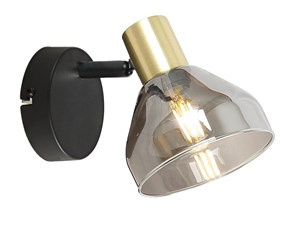 LAMPA GREGORY KINKIET CZARNY BRĄZ 1X40W E14 KLOSZ DYMIONY