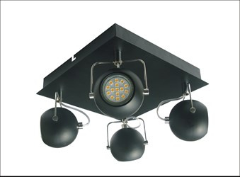PLAFON TONY 4X3W LED GU10 CZARNY MATOWY