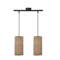 Ballo lampa wisząca czarny 2x60 e27 abażur orzechowy