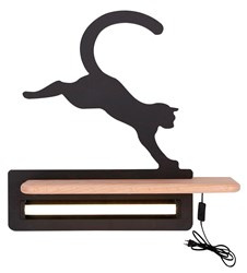 CAT LAMPA KINKIET ŚCIENNY 5W LED IQ KIDS Z PRZEWODEM Z WŁ. I WTYCZKĄ SKACZĄCY CZARNY