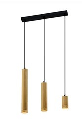 Tubo lampa wisząca czarny 3x25w gu10 klosz mix drewniany