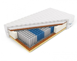 HYPERION - Materac Sprężynowy kieszeniowy Multipocket 7 stref z pianką termoelastyczną, lateksową i obustronnym kokosem  - twardy H3 23cm