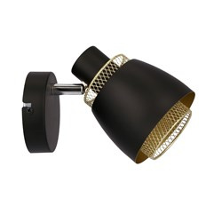 Aleksandria lampa kinkiet czarny 1x40w e14 klosz czarny+złoty