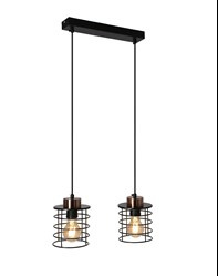 Glob lampa wisząca czarny+złoty 2x40w e27 klosz czarny