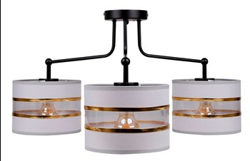 Andy lampa wisząca czarny 3x40w e27 abażur szary+złoty
