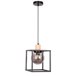 Retro 2 lampa wisząca czarny 1x40w e27 klosz dymiony