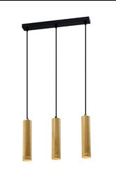 Tubo lampa wisząca czarny 3x25w gu10 klosz 25cm drewniany
