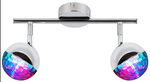 PARTY LAMPA SUFITOWA LISTWA 2X3W LED RGB GŁÓWKA OKRĄGŁA 1E Z PRZEGUBEM KD SYSTEM CHROM