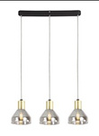 LAMPA WISZĄCA GREGORY CZARNY BRĄZ 3X40W E14 KLOSZ DYMIONY