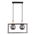 Retro 2 lampa wisząca czarny 2x40w e27 klosz dymiony