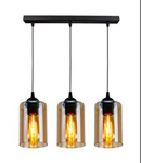 Bistro lampa wisząca czarny 3x40w e27 klosz brązowy
