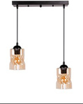 Felis lampa wisząca czarny 2x60w e27 klosz bursztynowy